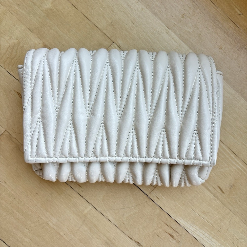 Quilted Montana West Bag Clutch Ivory Beige Chunky Purse Minimalist‎ Handbag